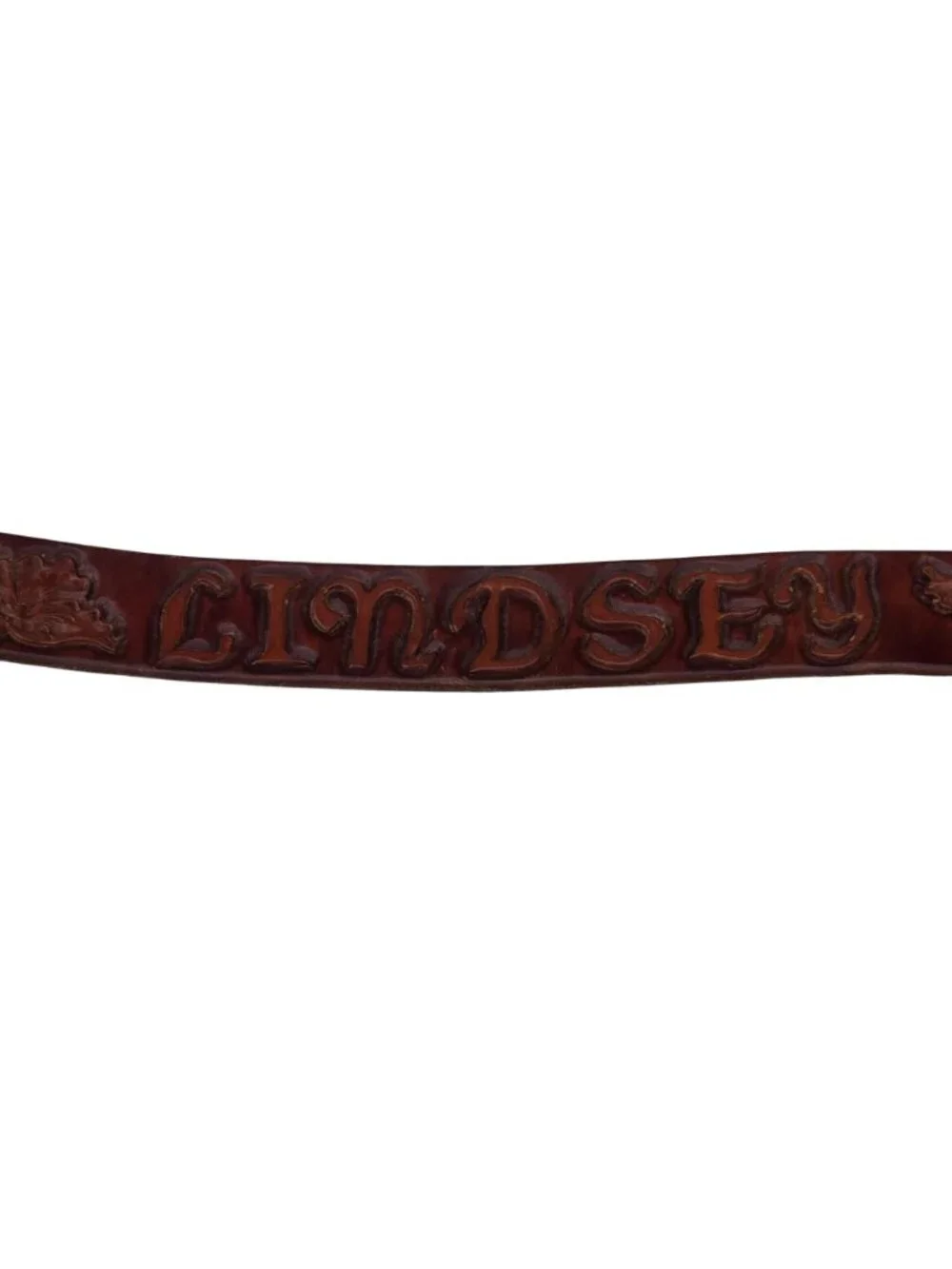 Custom Tooled Leather Belt Lindsey Child Size Western Cowboy Kid Sundance WY Vtg